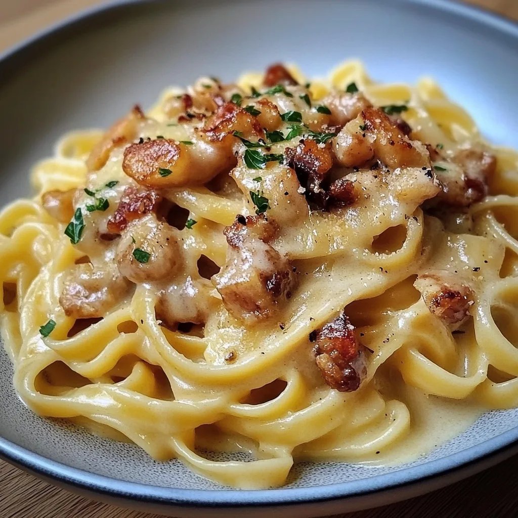 Knuspriges Hähnchen mit cremiger Pasta