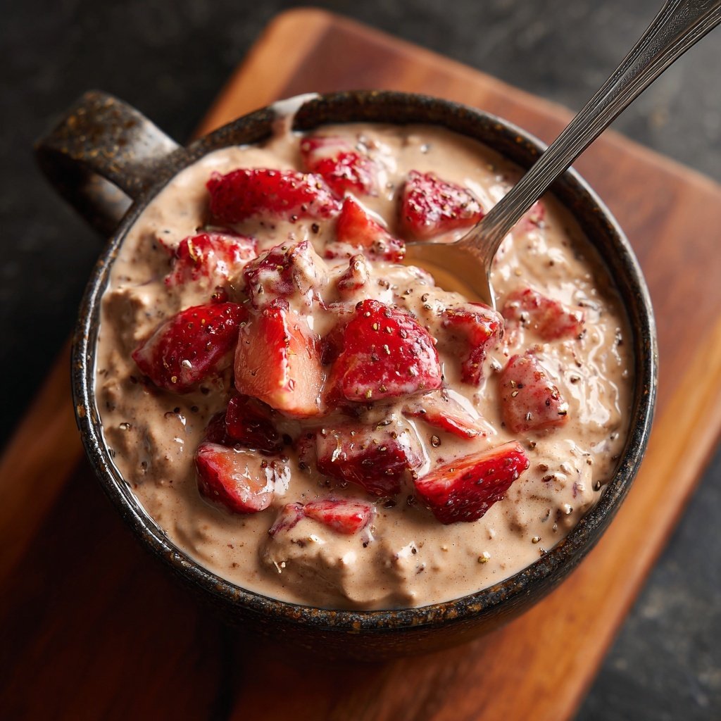 Schokoladen-Erdbeer-Übernacht-Haferflocken