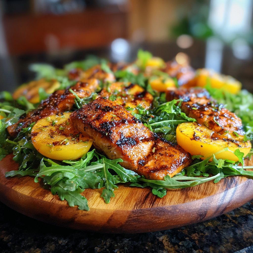 Gegrillter Pfirsich-Lachs-Salat