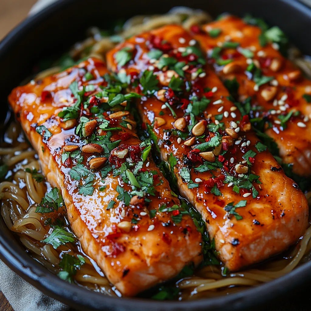Klebriger süß-scharfer asiatischer Lachs mit Reisnudeln: Ein Unglaubliches Ultimatives Rezept