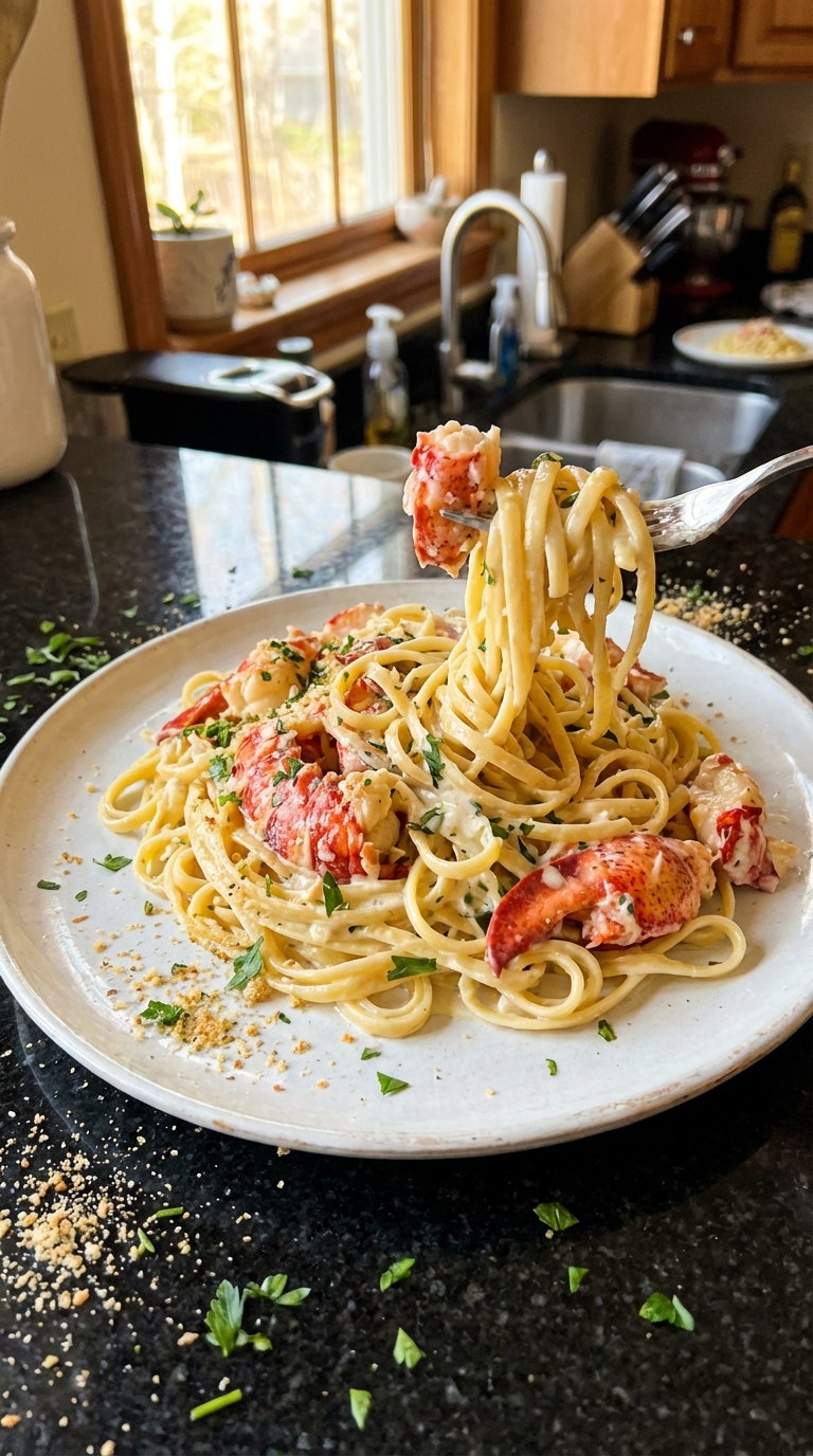 Linguine mit Hummer Sahnesauce