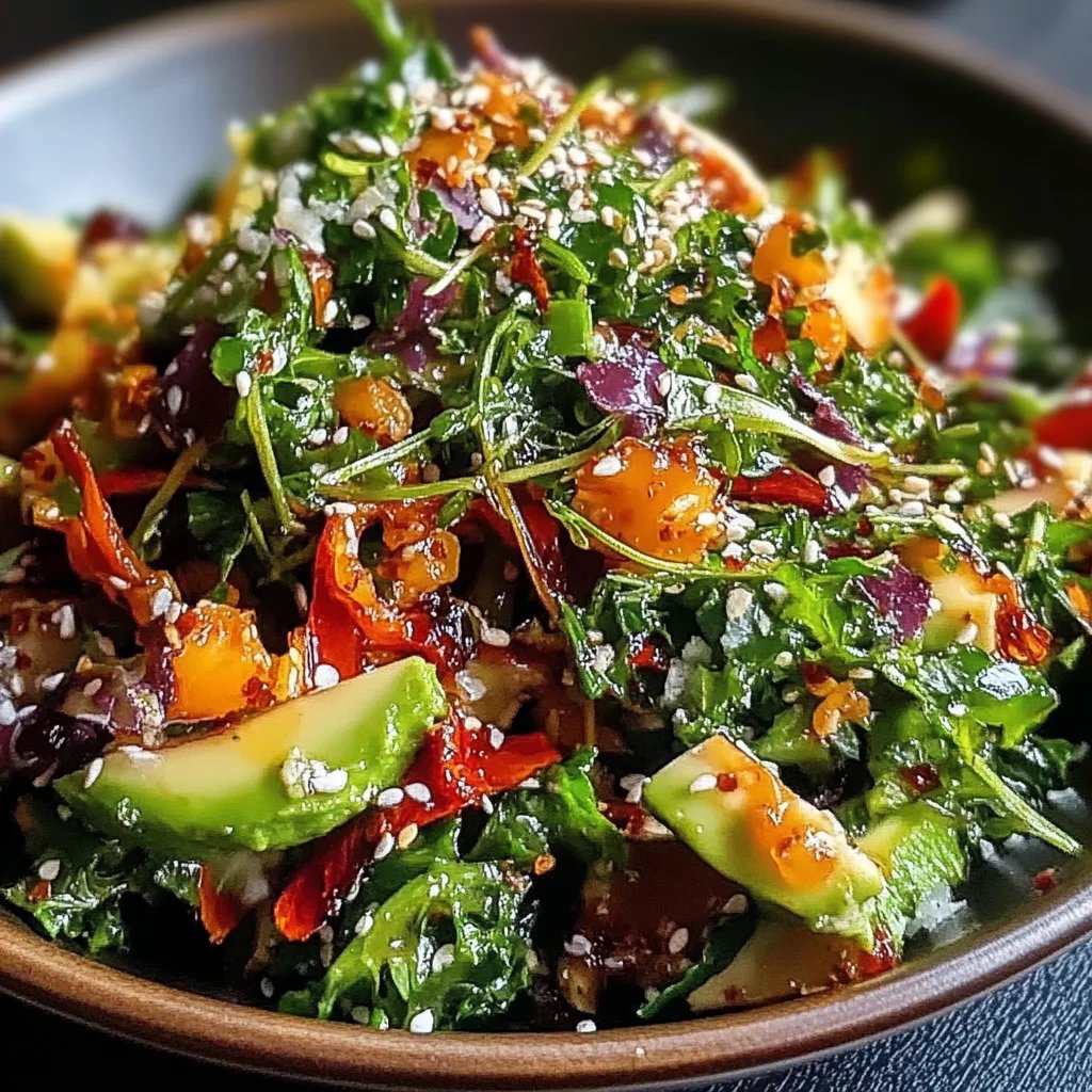 Grünkohlsalat mit Chili Mandel Dressing