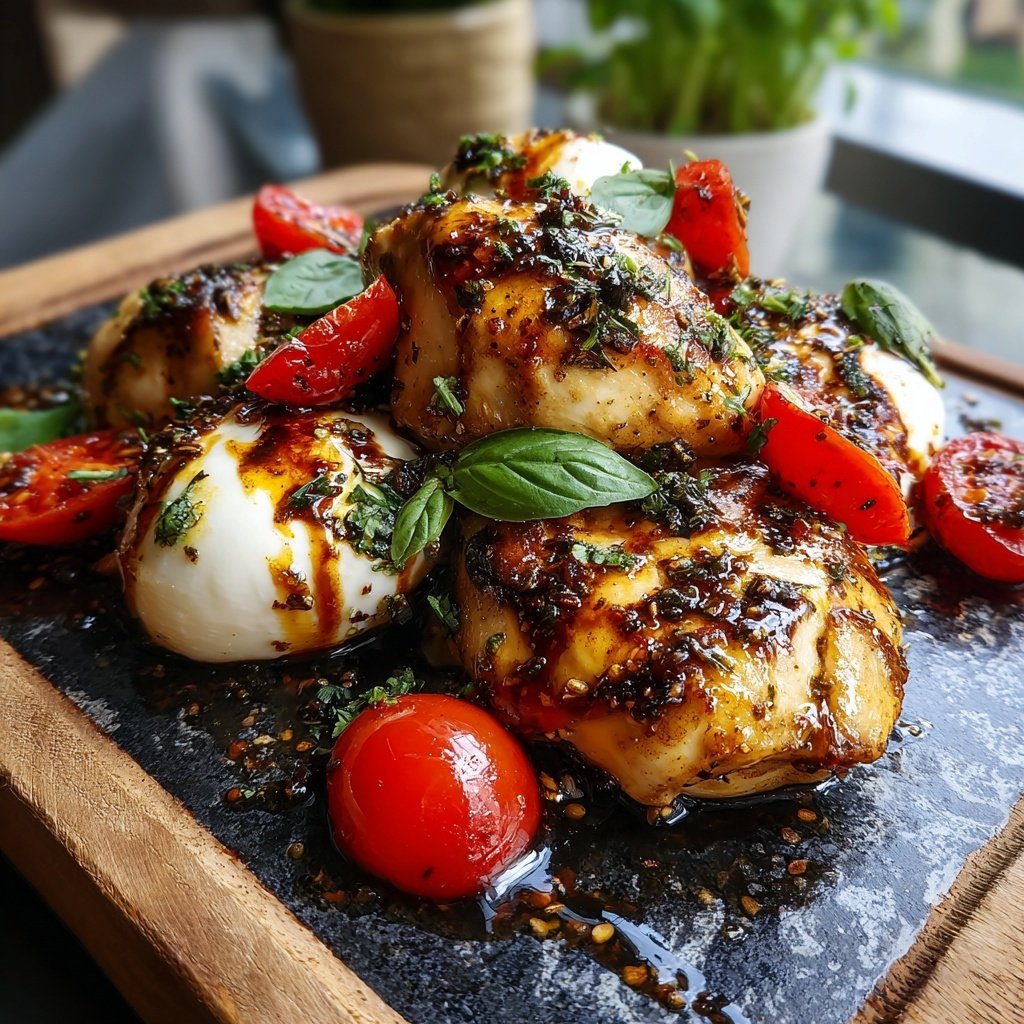 Balsamico Hähnchen Caprese mit Kräutern