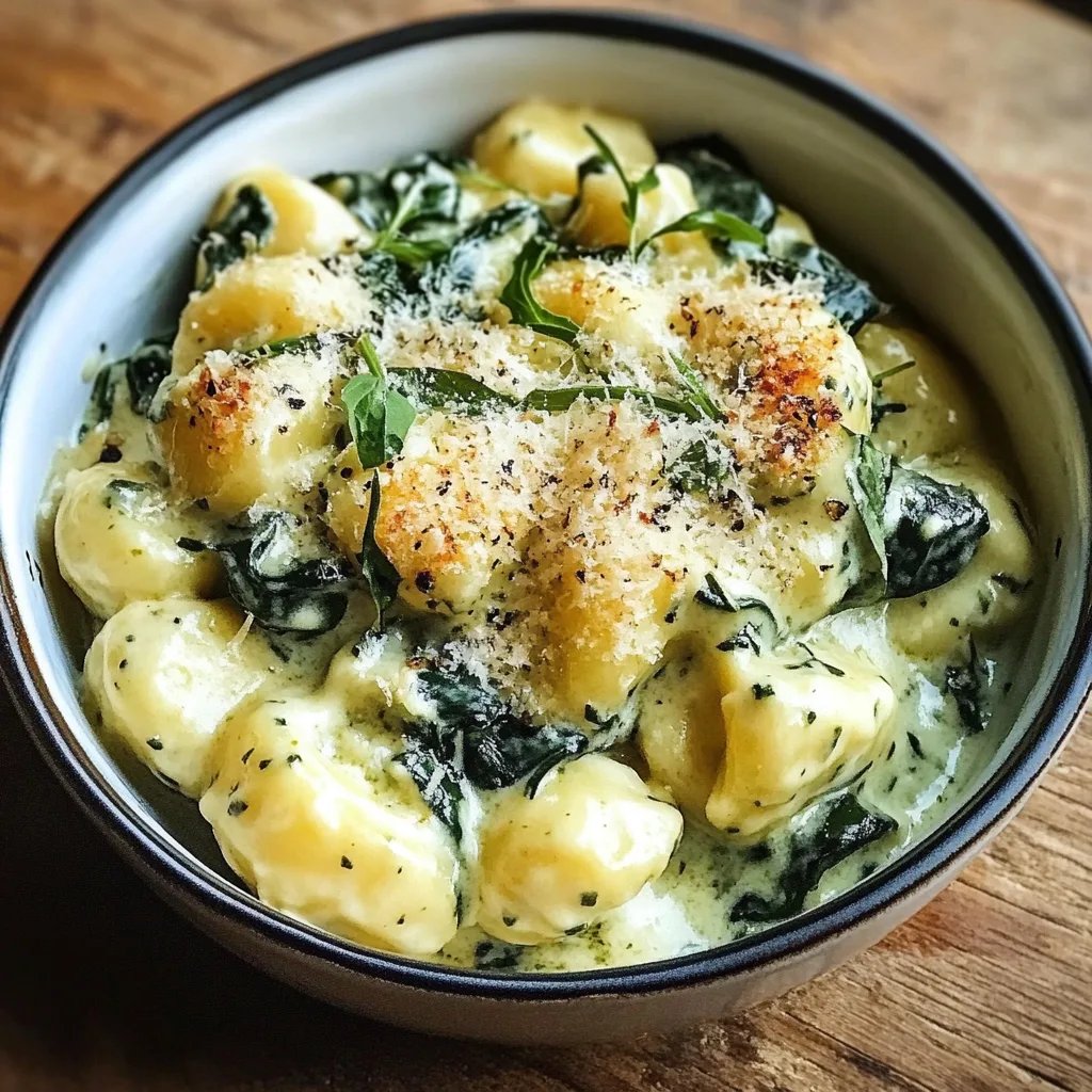 Cremiger Pesto-Spinat-Gnocchi-Auflauf