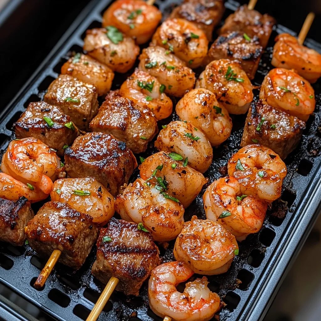 Steak- und Garnelen-Kebabs aus der Heißluftfritteuse: Ein Unglaubliches Essenzielles Rezept für 4 Personen