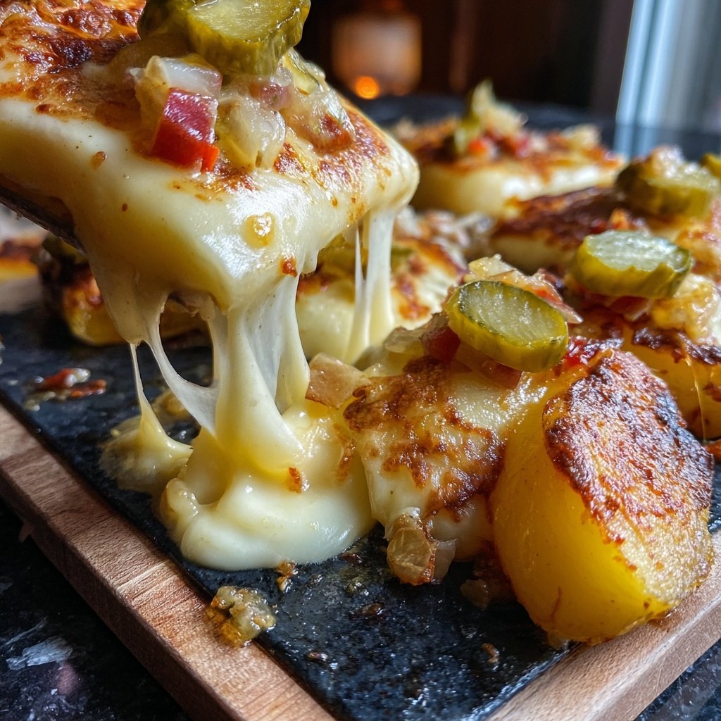Klassisches Raclette mit Kartoffeln, Raclettekäse und Mixed Pickles​