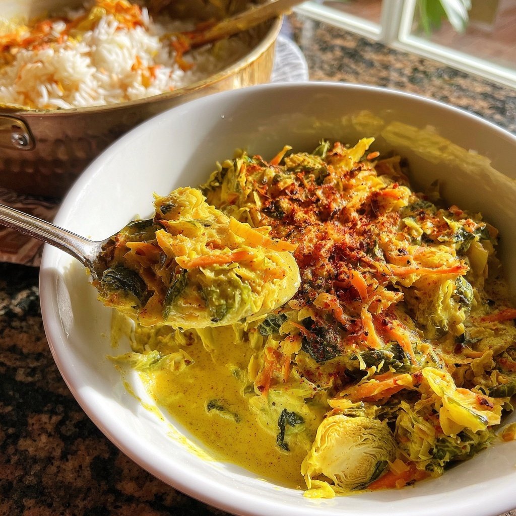 Rosenkohl-Curry mit Kokosmilch und Basmatireis​