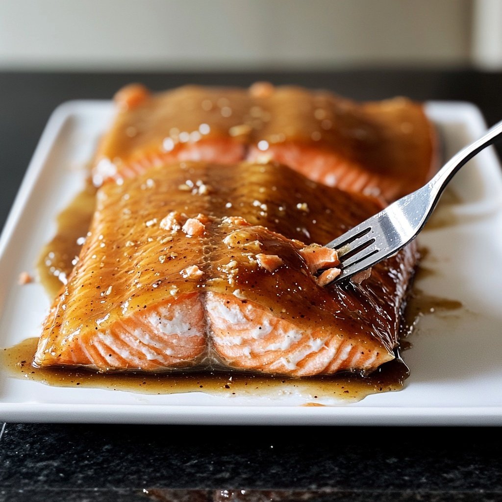 Glasiertes Honig-Senf-Lachsfilet aus dem Ofen