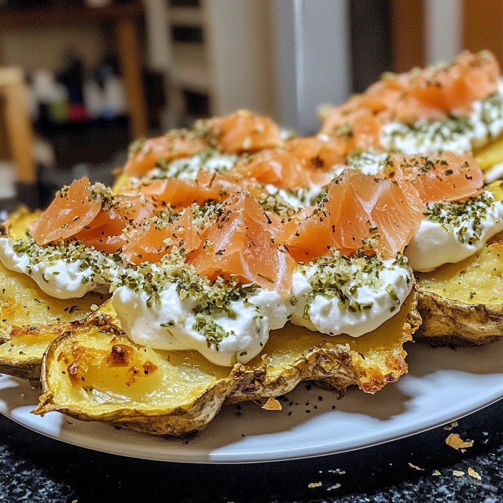 Ofenkartoffeln mit Kräuterquark und Räucherlachs