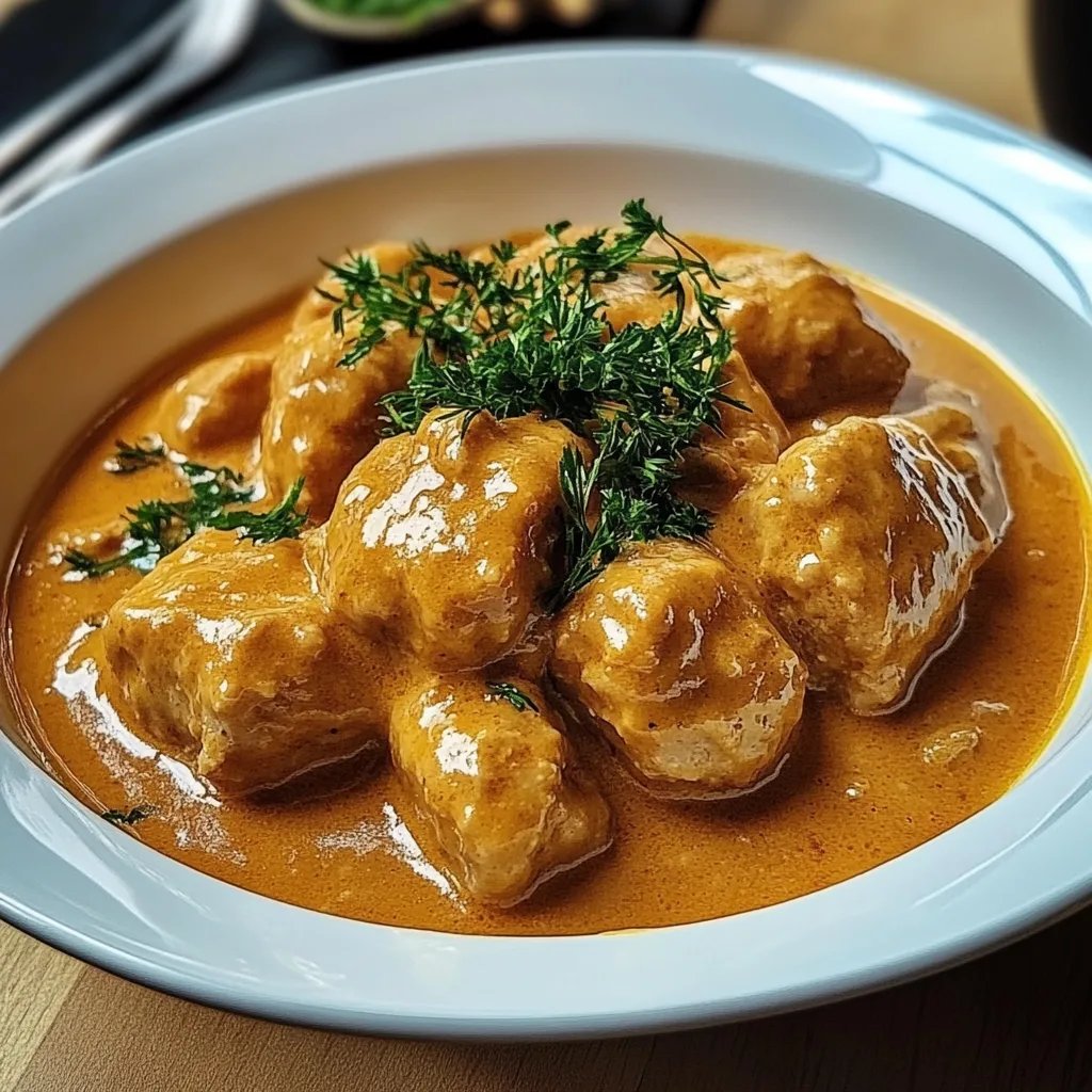Butterzartes Rahmgulasch mit Serviettenknödel