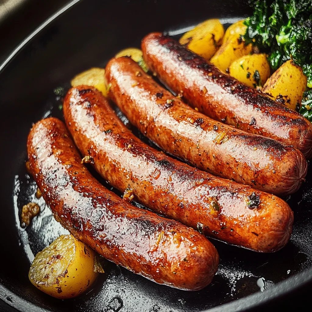 Smoky Pinkelwurst mit Grünkohl & Kartoffeln