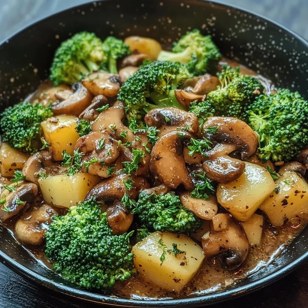 Brokkoli-Kartoffel-Pfanne mit Pilzen