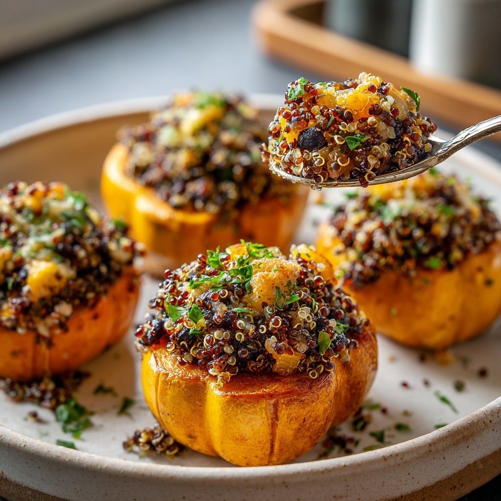 Gefüllter Butternusskürbis mit Quinoa