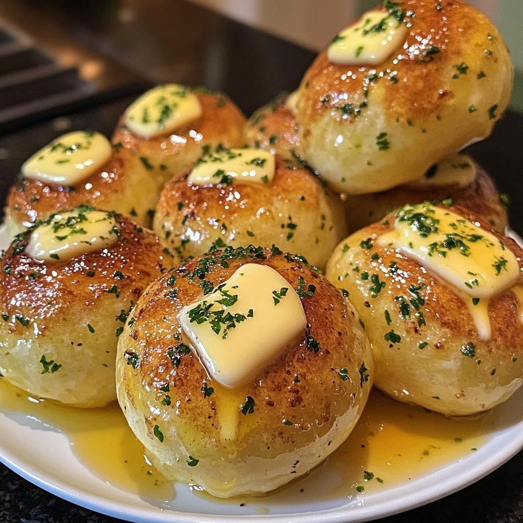 Kartoffelknödel mit Butterbröseln und Petersilie