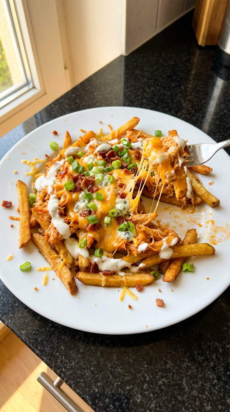 Buffalo Hähnchen Dip Voll Beladene Pommes​