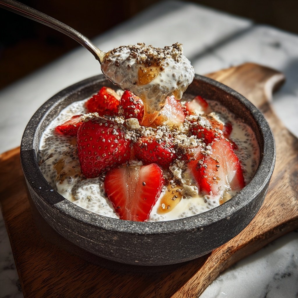 Erdbeer-Infusion Frühstück Chia Bowl