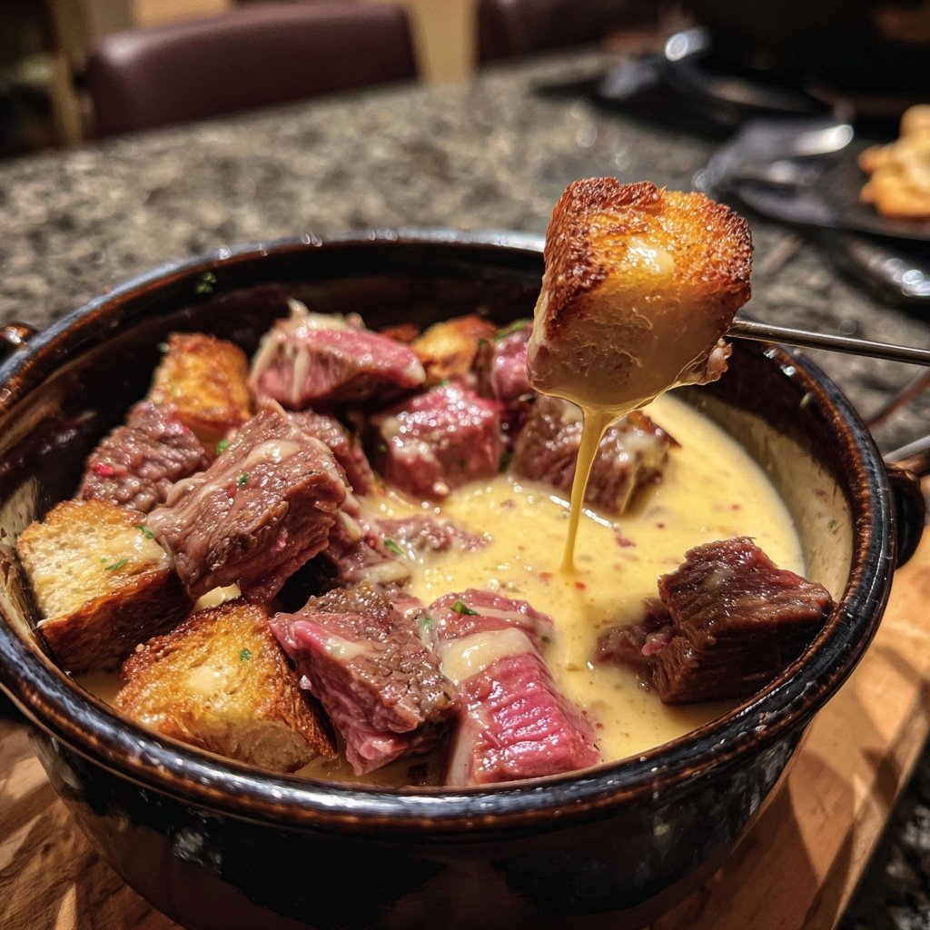 Fleischfondue mit Rinderfilet Würfeln