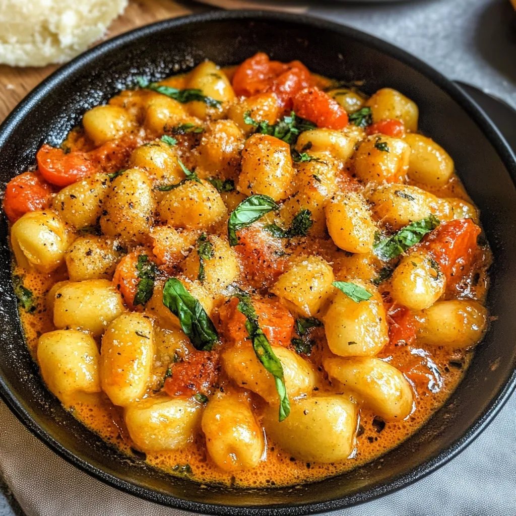 Cremige Gnocchi mit gerösteten Tomaten
