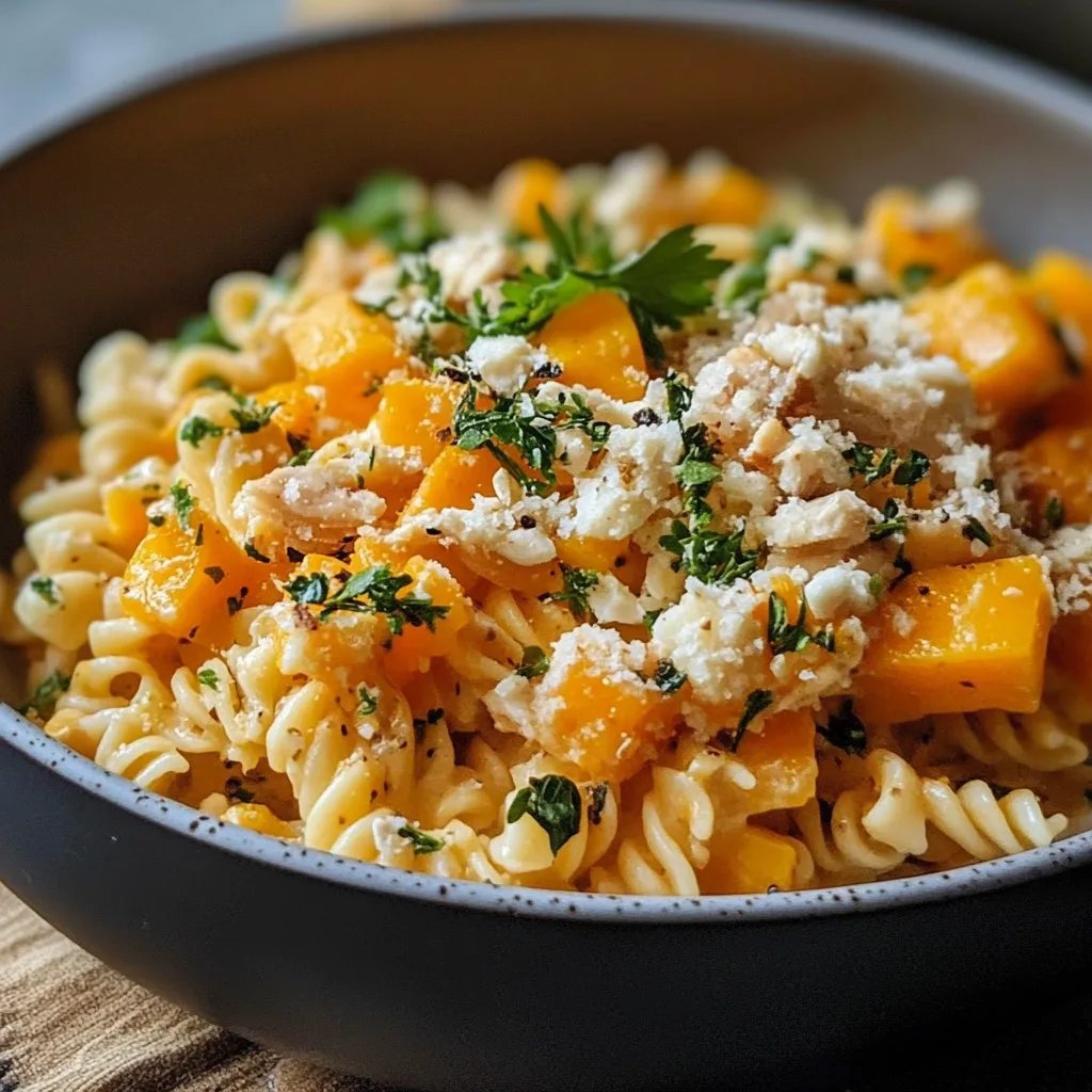 Schnelle Feta-Kürbis-Pasta