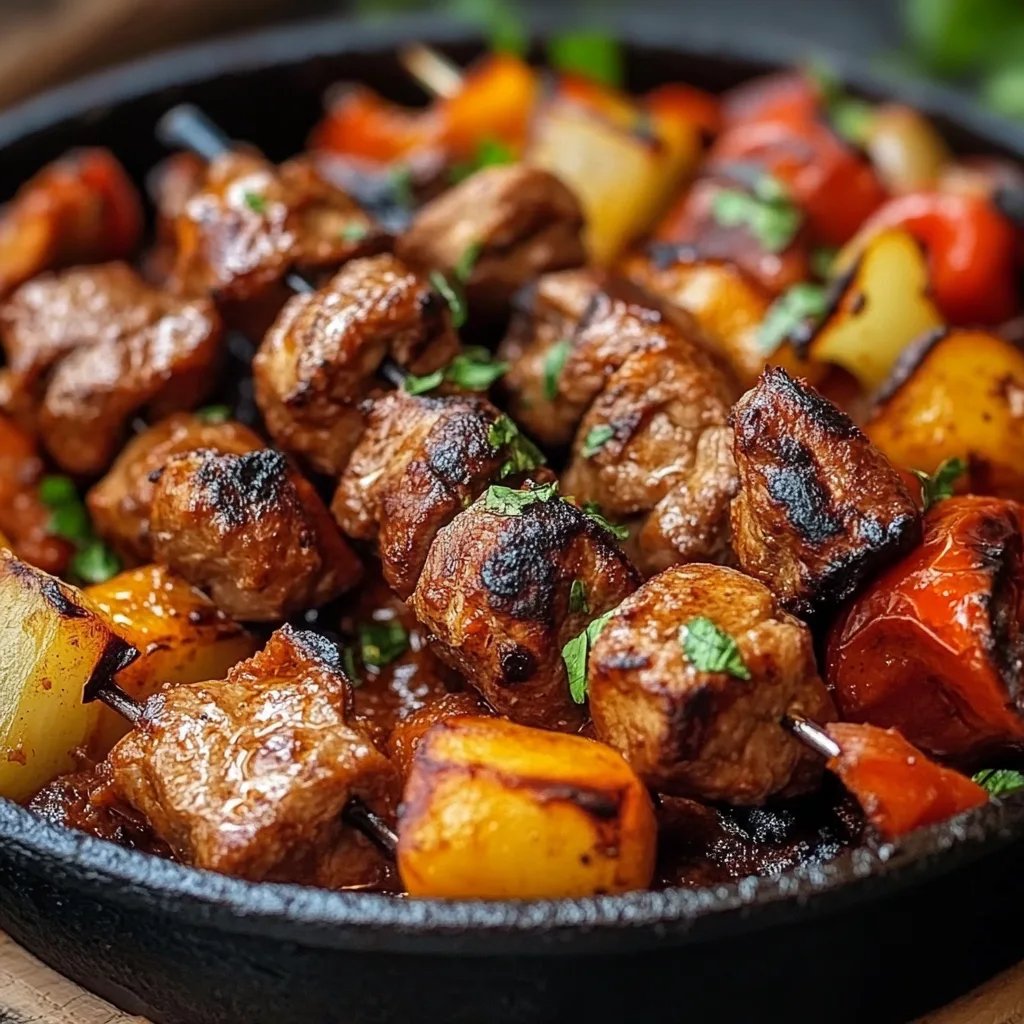 Schaschlik-Topf aus dem Ofen